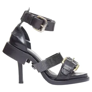 Acne Studios leather buckle deconstructed high heel sandals