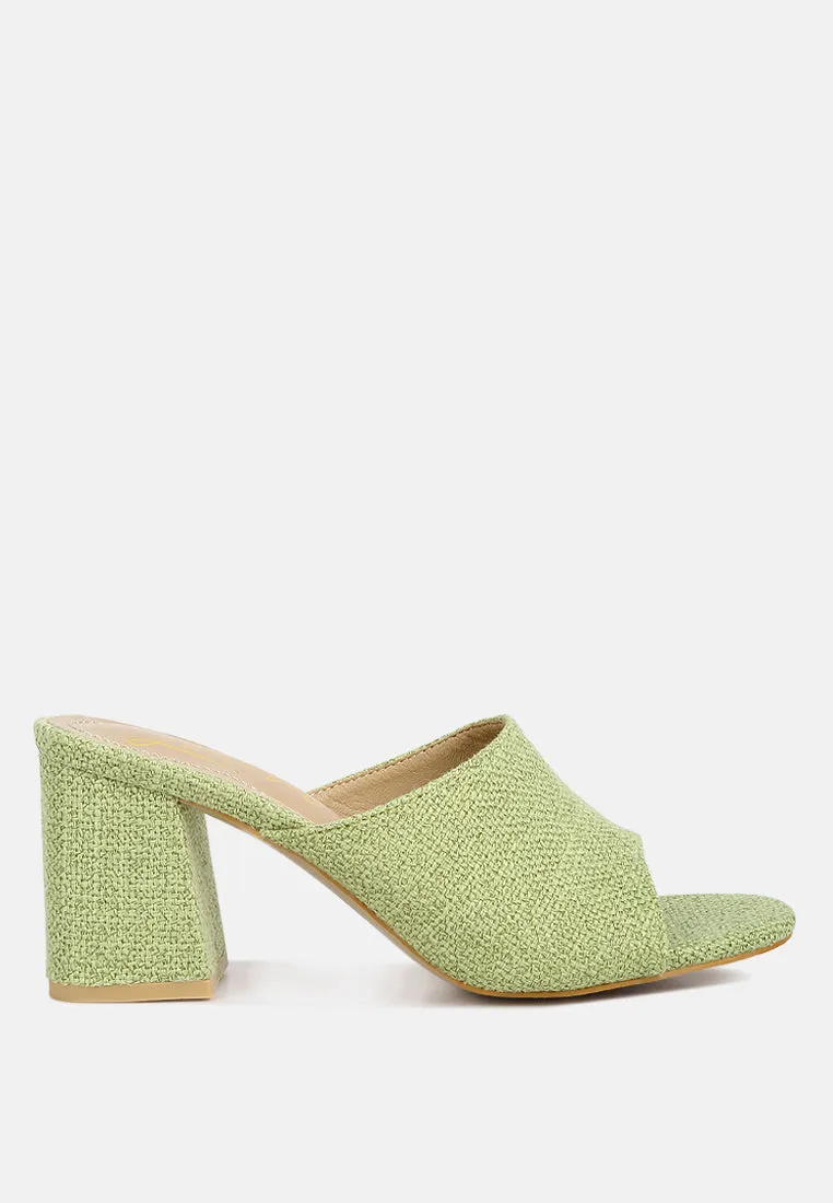 addie block heel slip on sandals