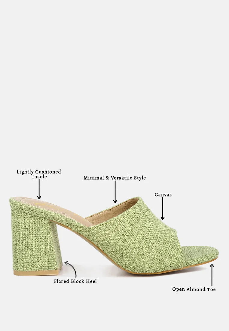 addie block heel slip on sandals