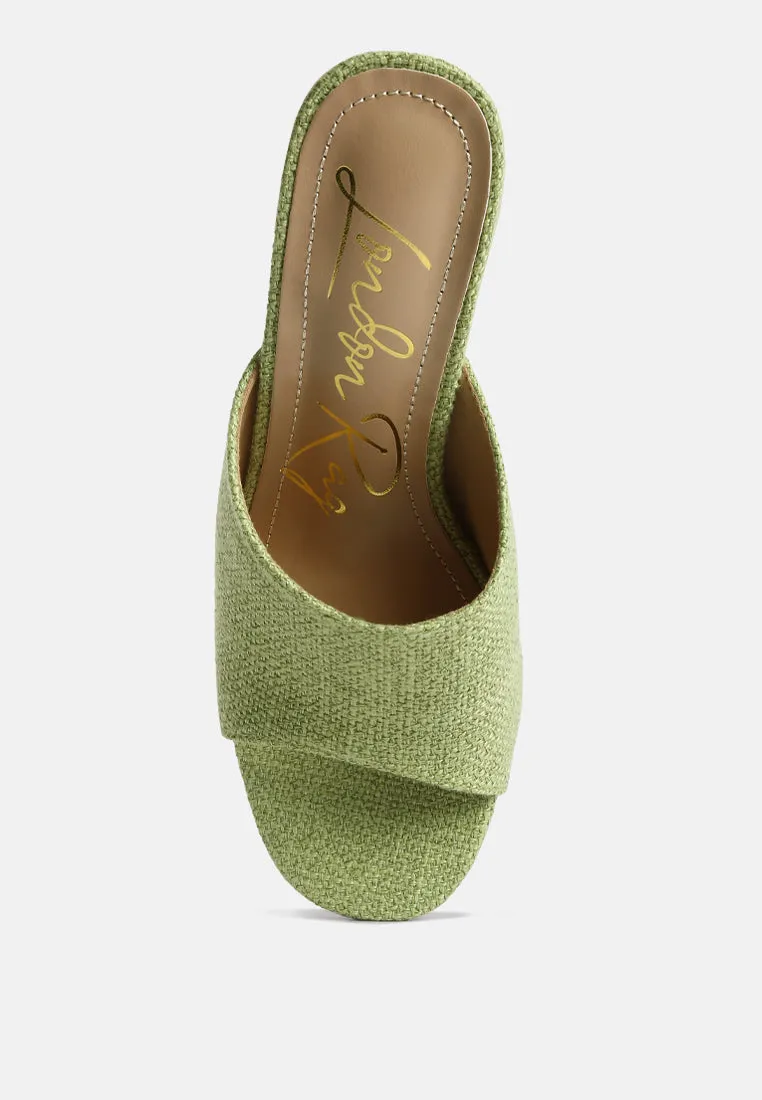 addie block heel slip on sandals