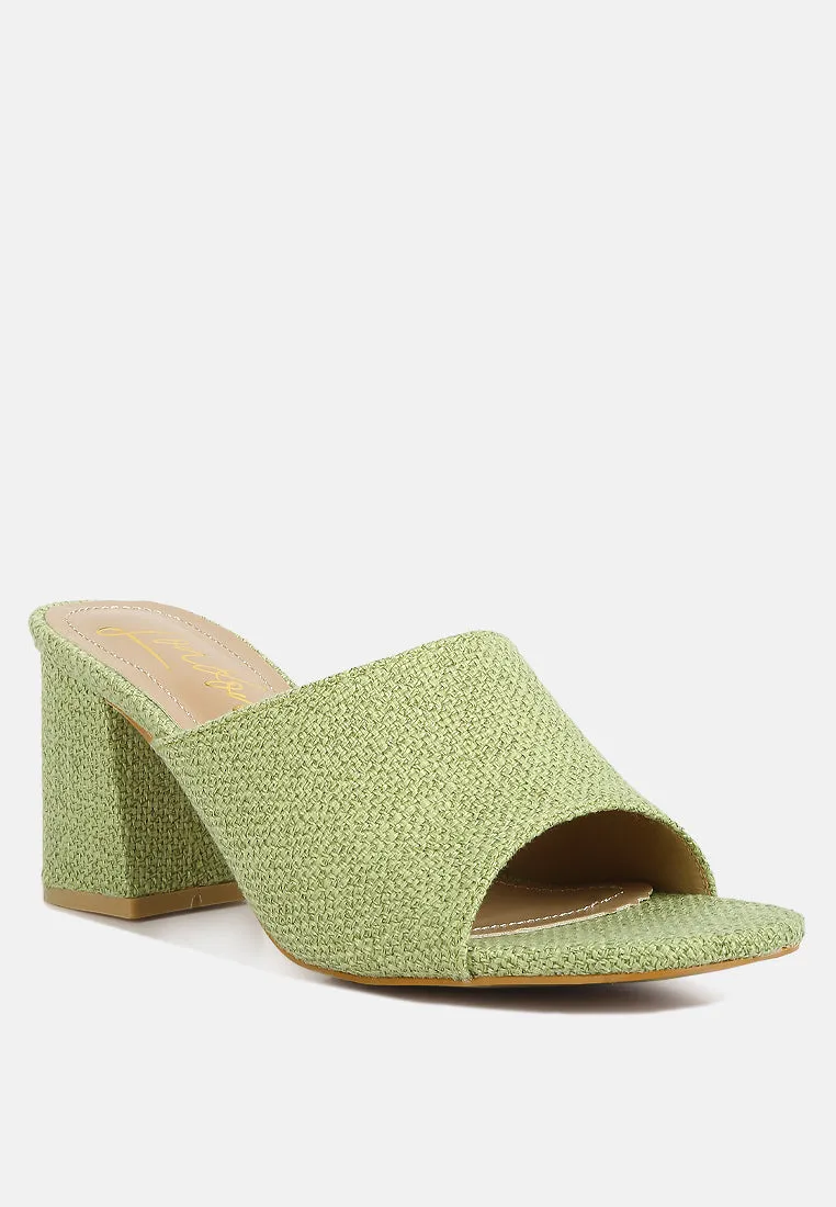 addie block heel slip on sandals