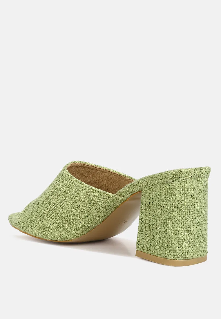 addie block heel slip on sandals