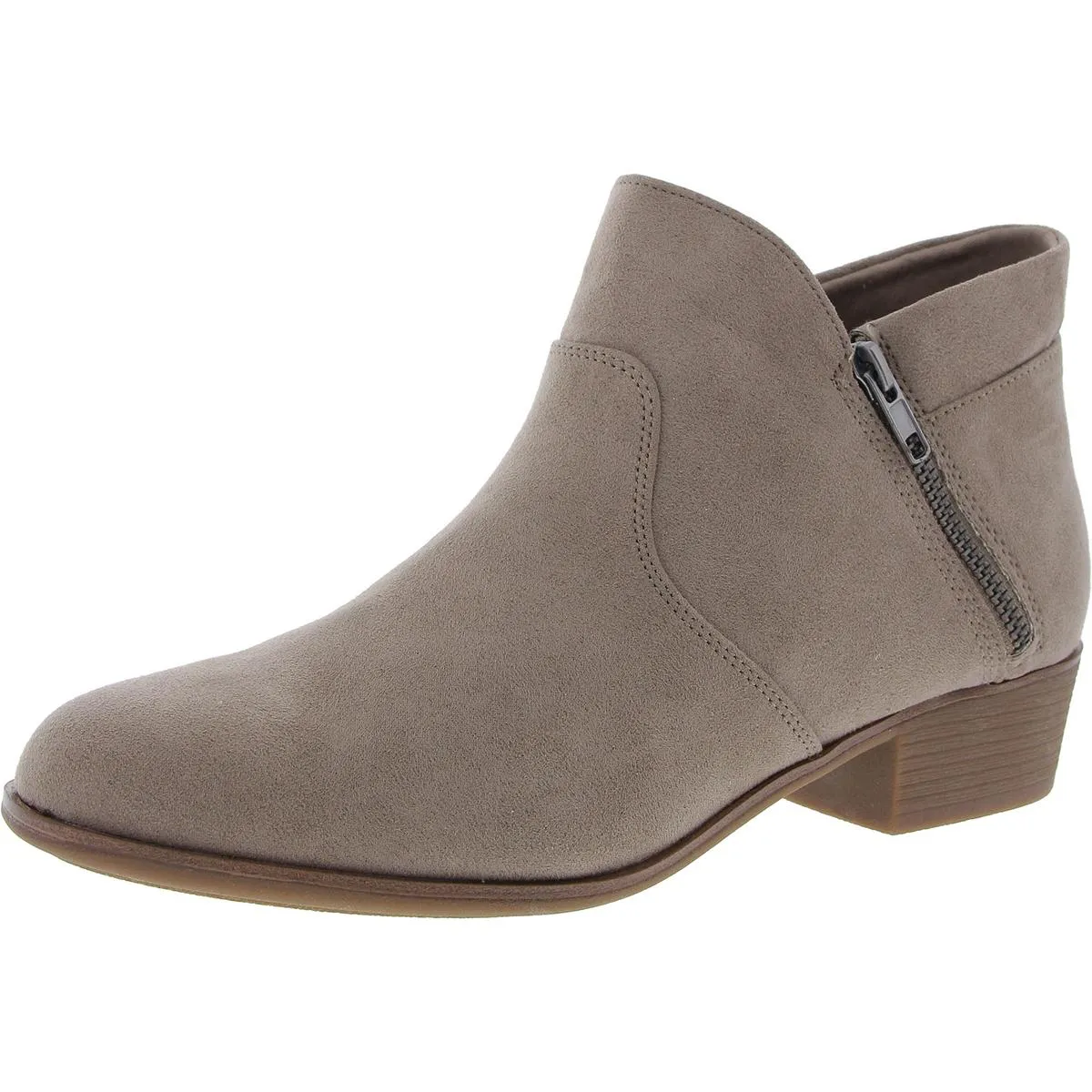 Adelinee Womens Faux Leather Block Heel Ankle Boots