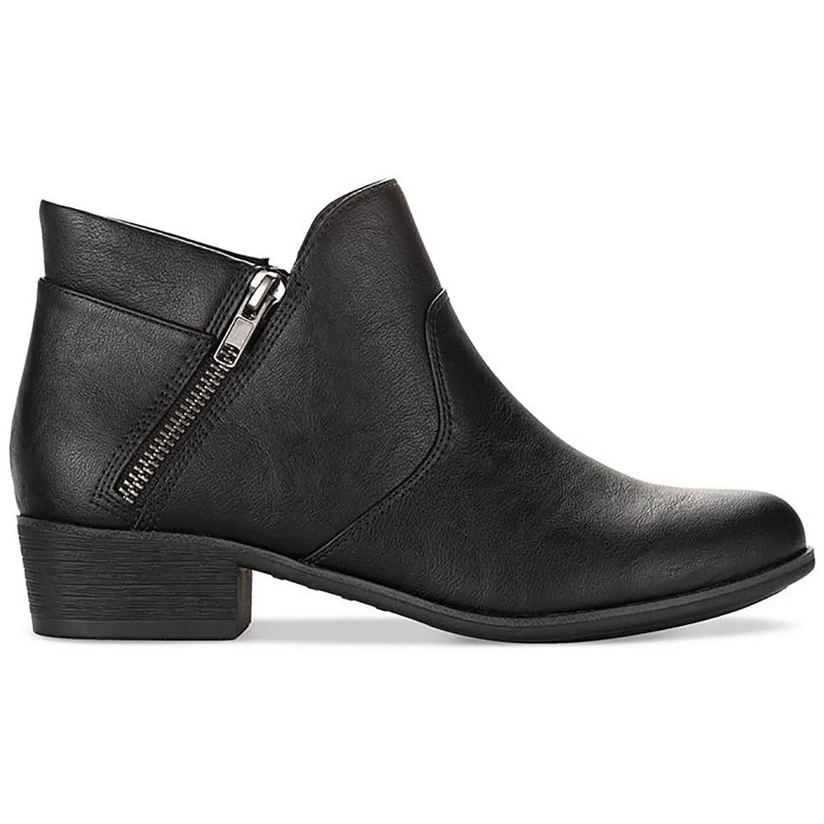 Adelinee Womens Faux Leather Block Heel Ankle Boots