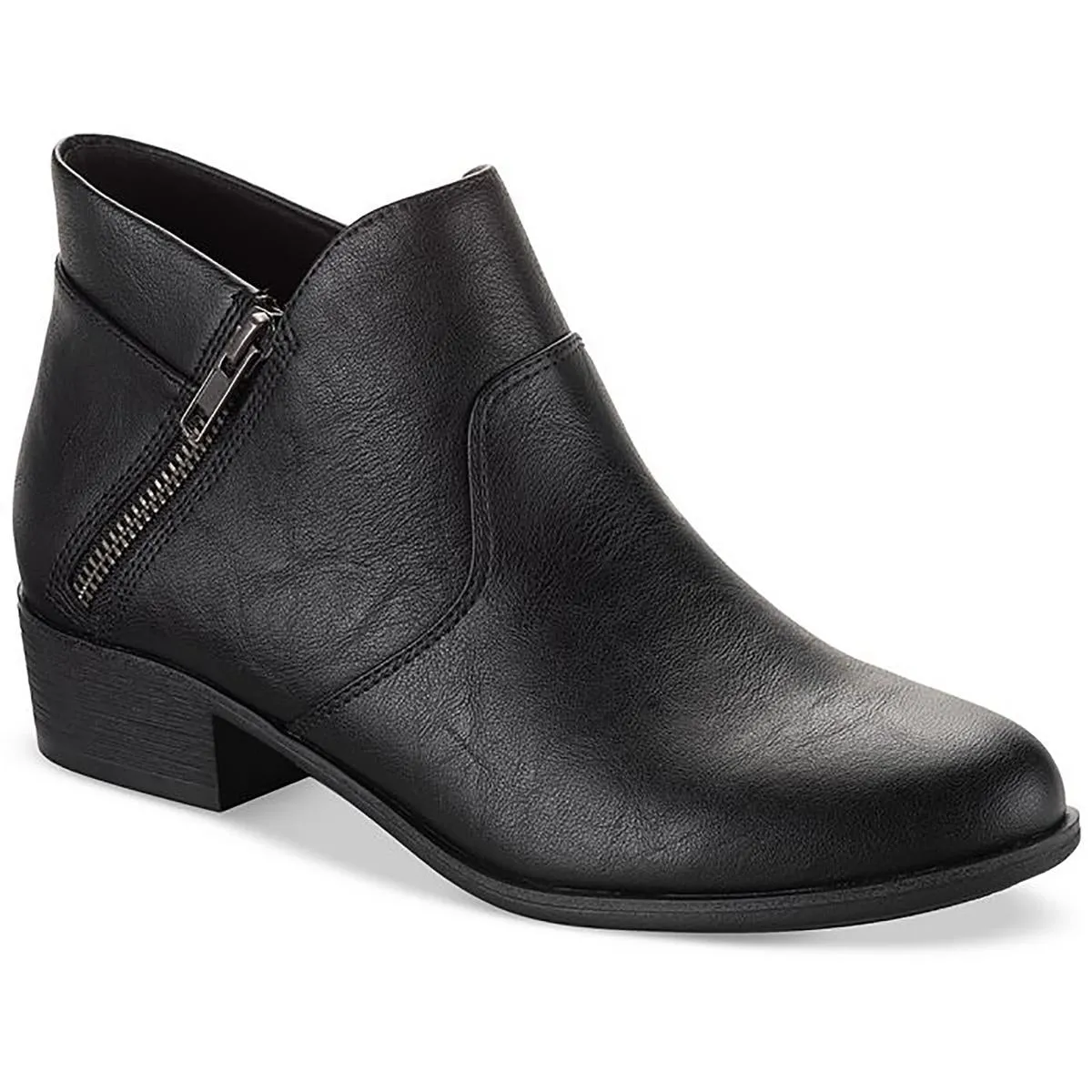 Adelinee Womens Faux Leather Block Heel Ankle Boots