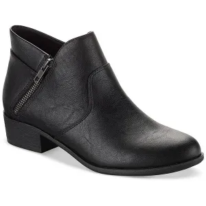 Adelinee Womens Faux Leather Block Heel Ankle Boots
