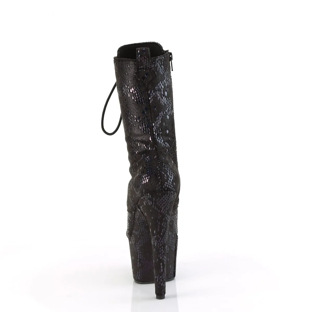 ADORE-1040S Platform  Black Oil Slick Metallic Snake Print Fabric/M
