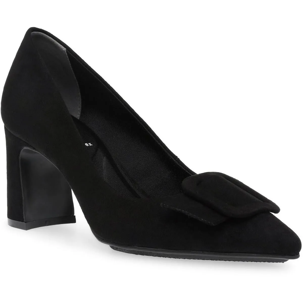 akBentley Womens Buckle Suede Block Heels