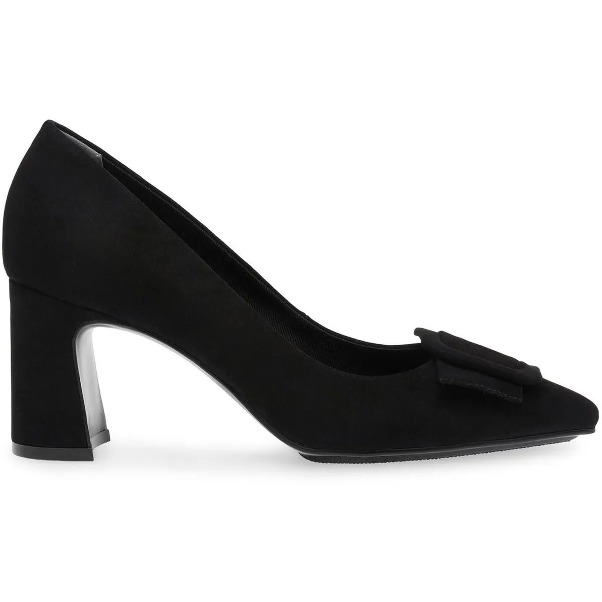 akBentley Womens Buckle Suede Block Heels