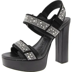 Alessia Pearl Womens Adjustable Faux Leather Block Heels
