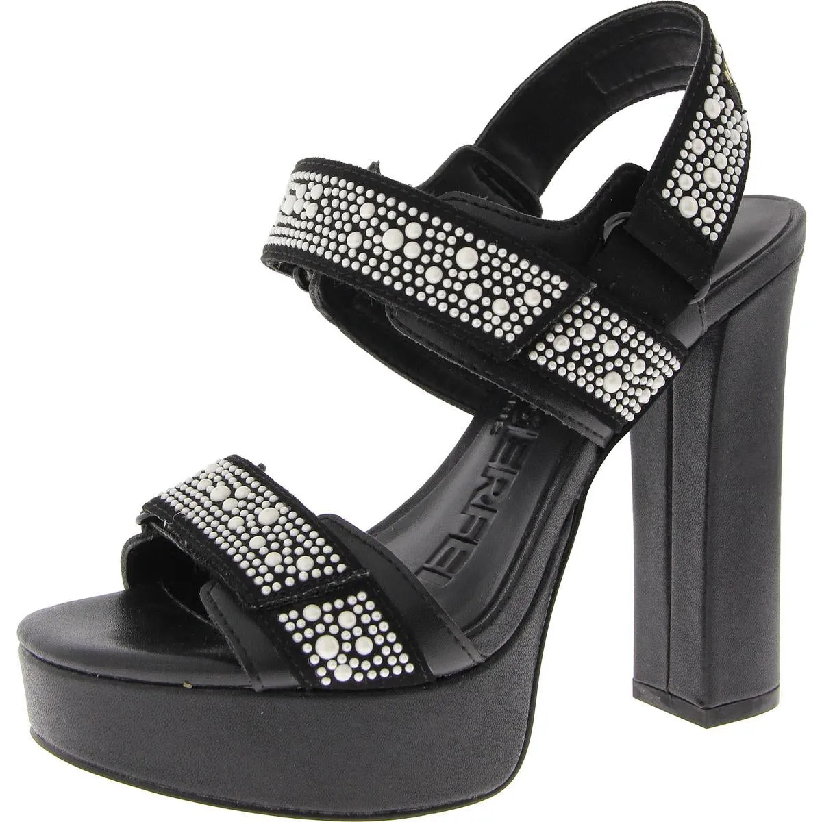 Alessia Pearl Womens Adjustable Faux Leather Block Heels