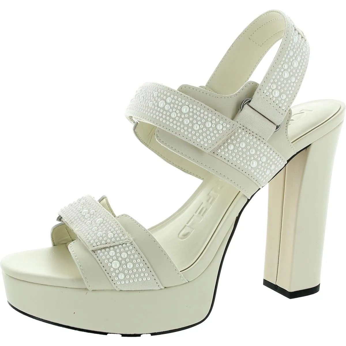 Alessia Pearl Womens Adjustable Faux Leather Block Heels