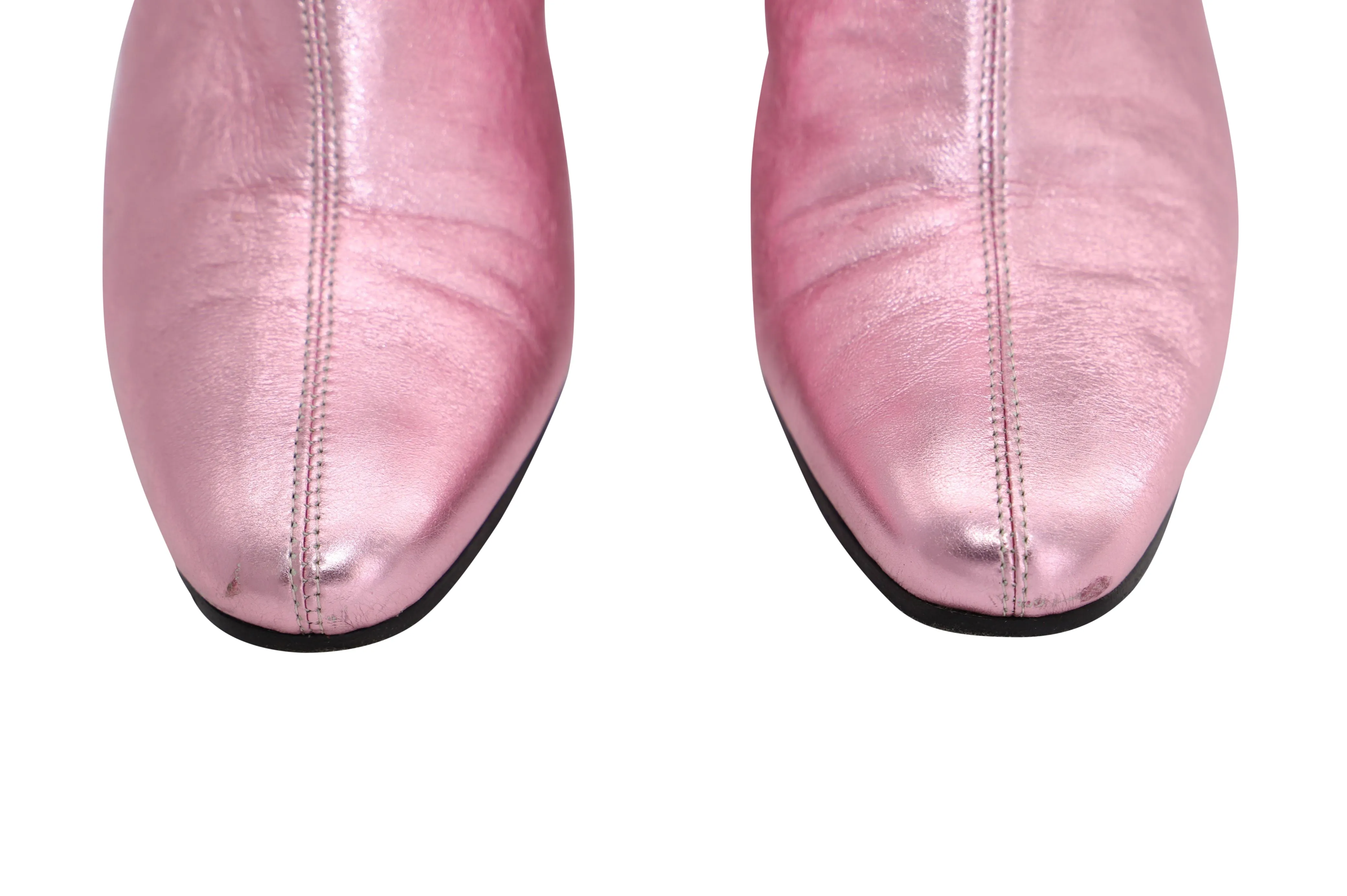 Alexachung Metallic Beatnik Ankle Boots in Pink Leather