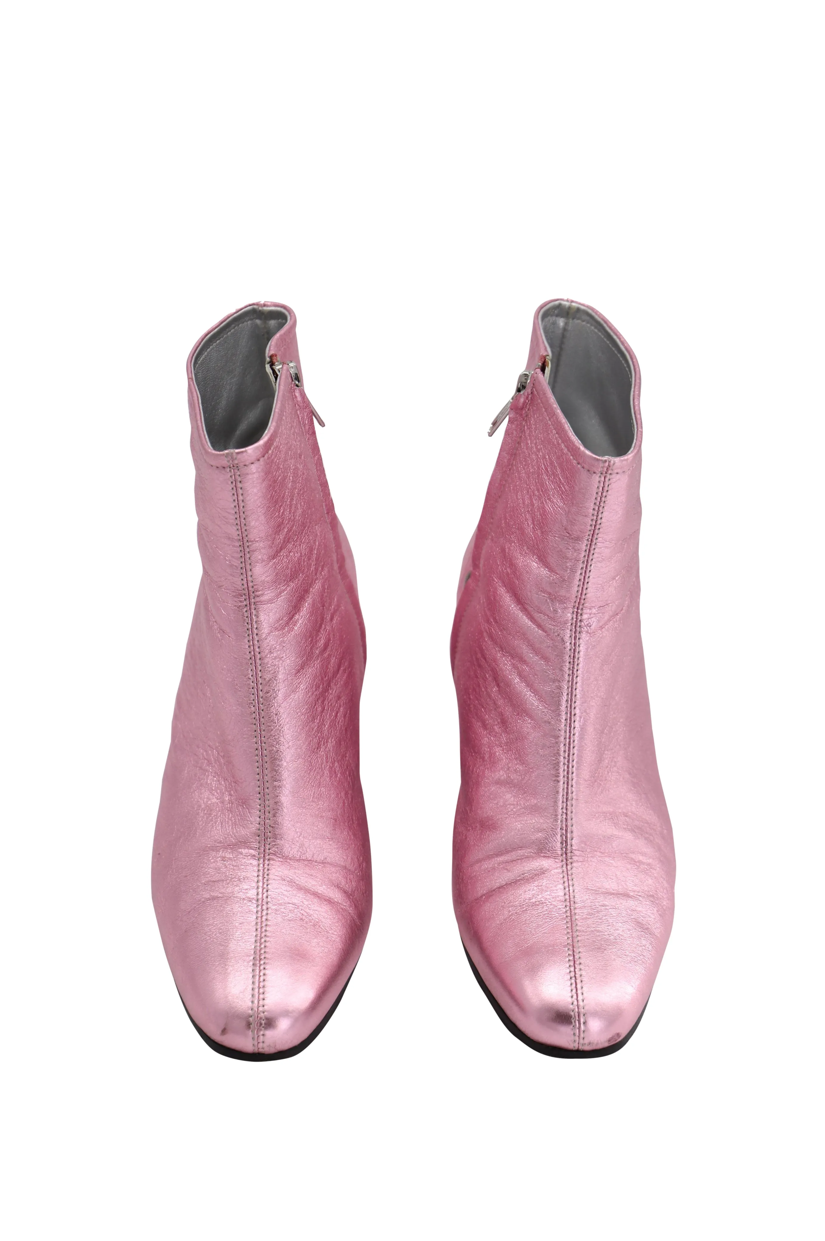 Alexachung Metallic Beatnik Ankle Boots in Pink Leather