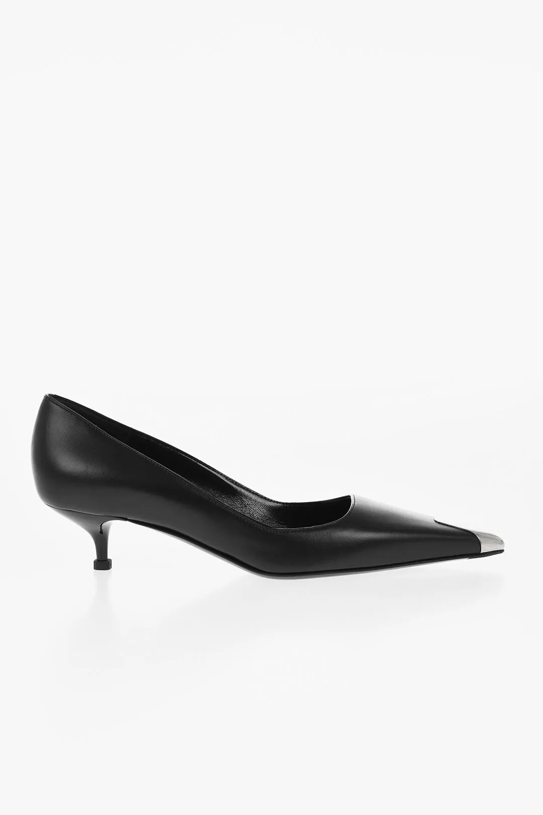 Alexander Mcqueen Kitten Heel Pumps With Metallic Toe 3Cm