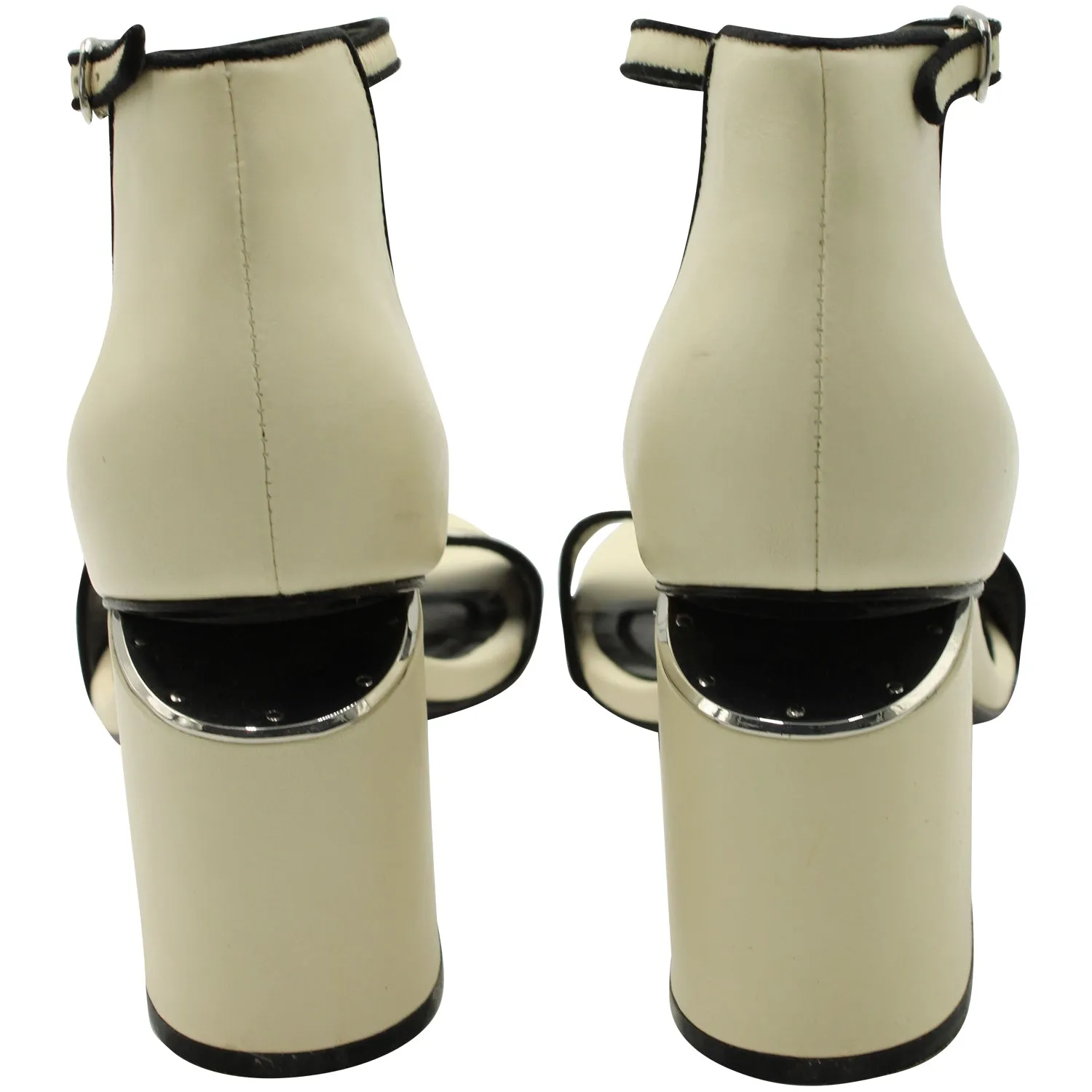 Alexander Wang Abbey Block Heel Sandals in Ivory Leather