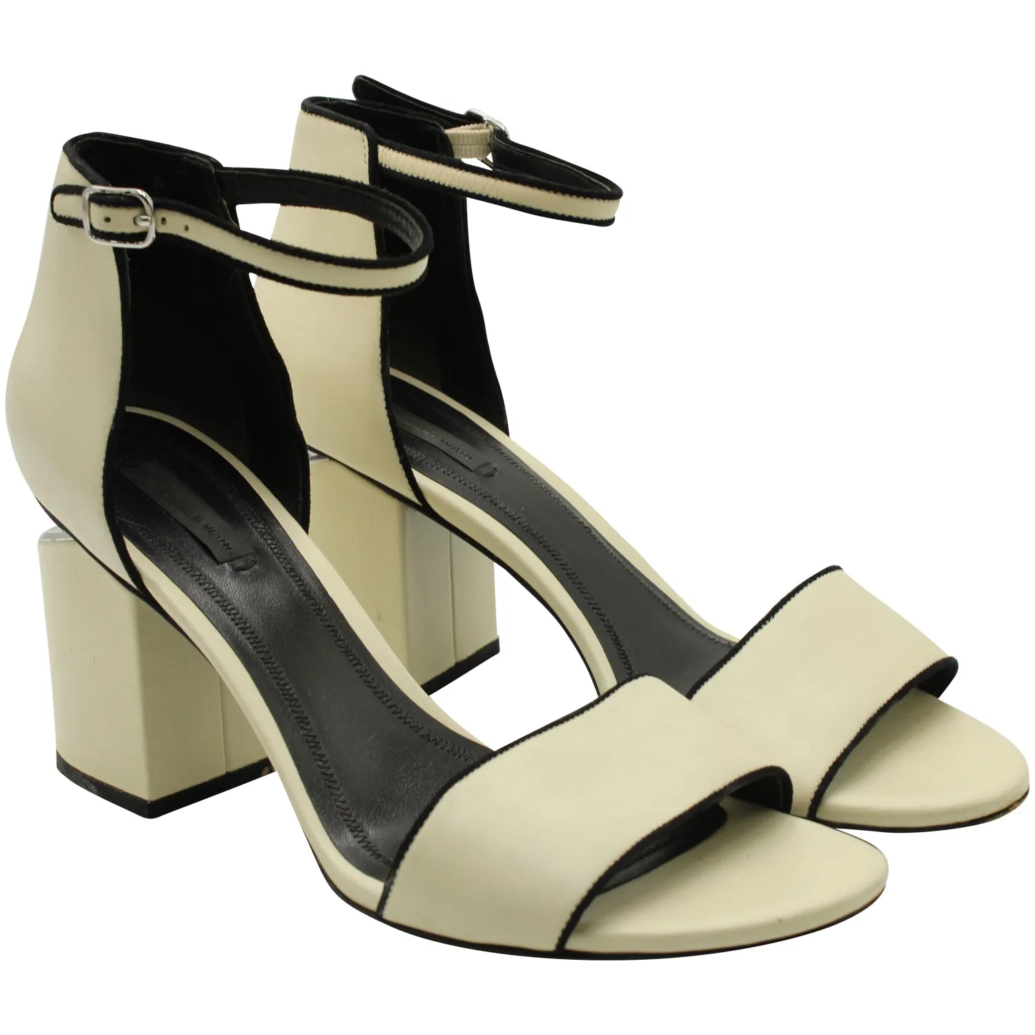 Alexander Wang Abbey Block Heel Sandals in Ivory Leather