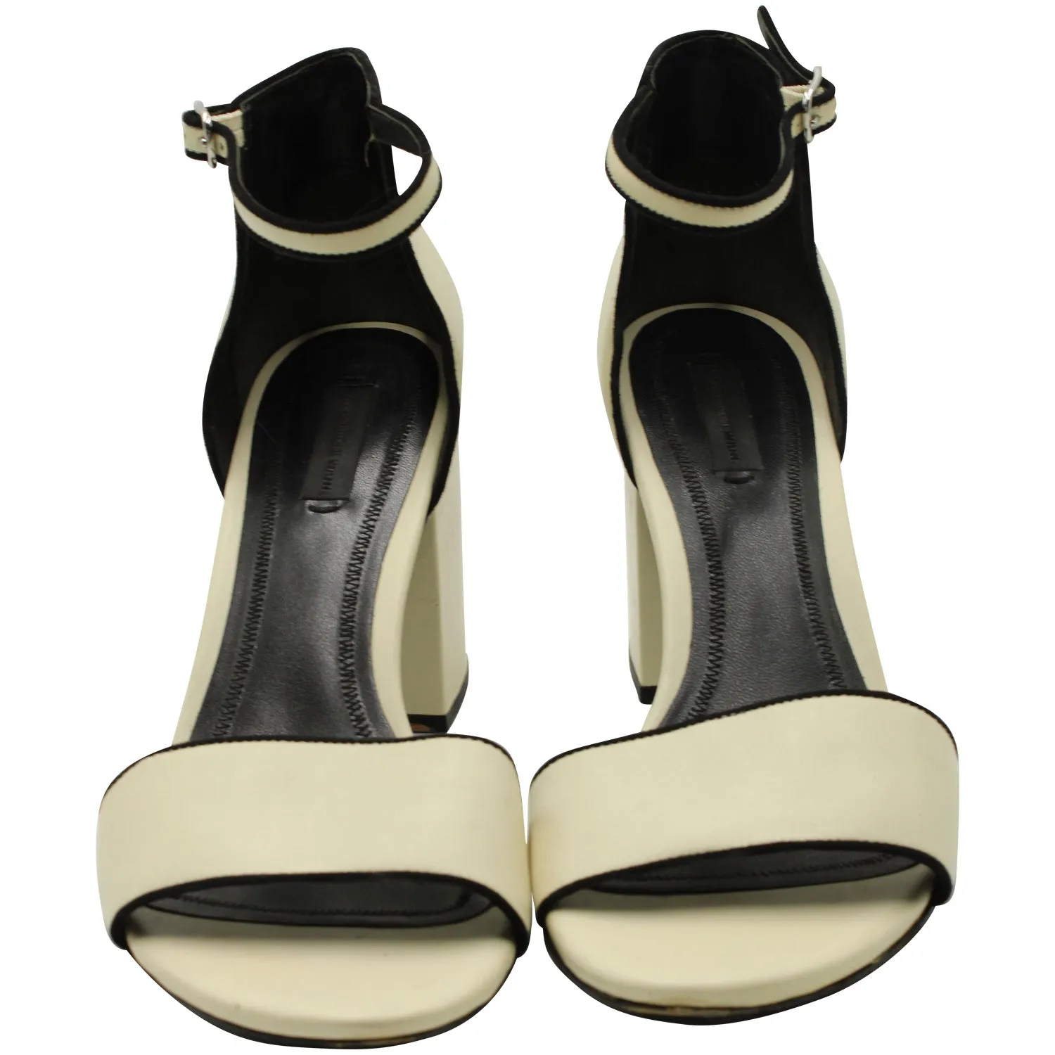 Alexander Wang Abbey Block Heel Sandals in Ivory Leather