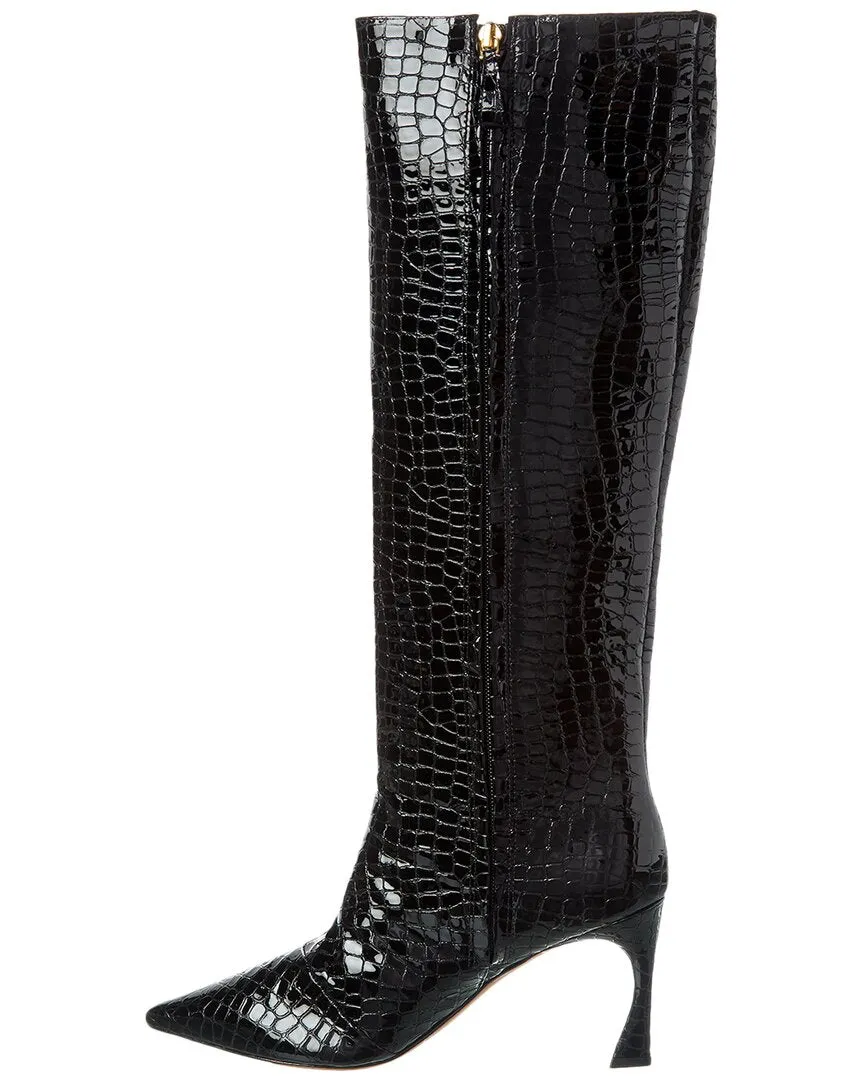 Alexandre Birman Kyra 85 Patent Croc-Embossed Leather Knee-High Boot