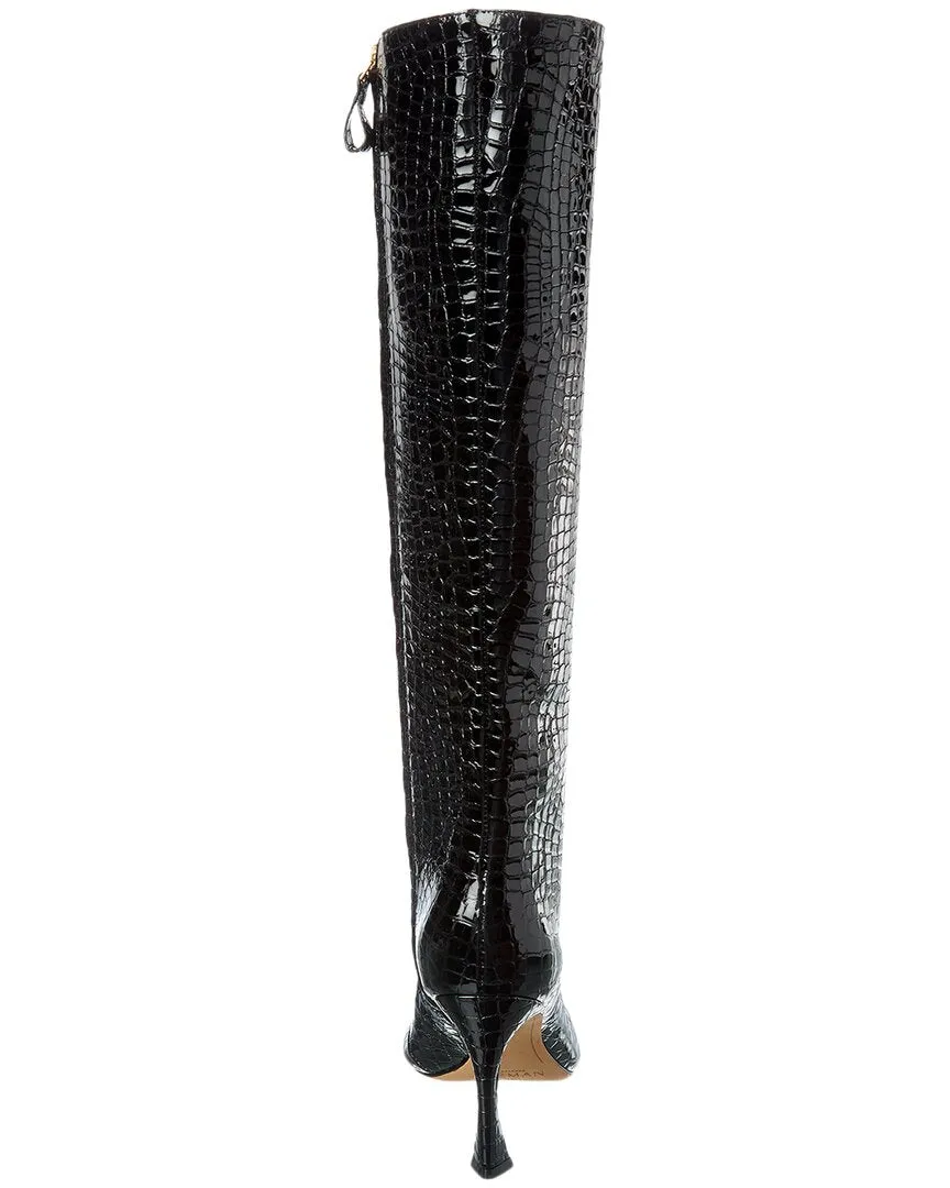 Alexandre Birman Kyra 85 Patent Croc-Embossed Leather Knee-High Boot