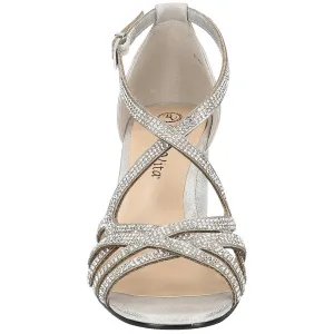 Aliette Womens Faux Leather Rhinestone Block Heel