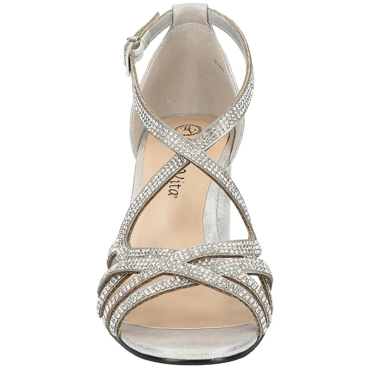 Aliette Womens Faux Leather Rhinestone Block Heel