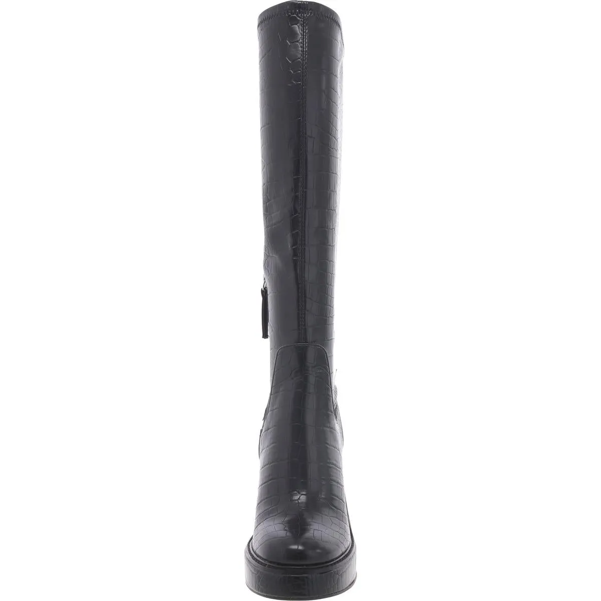 Aligned Womens Croc Print Block Heel Mid-Calf Boots