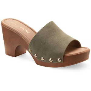 ALINA Womens Leather Open Toe Clogs