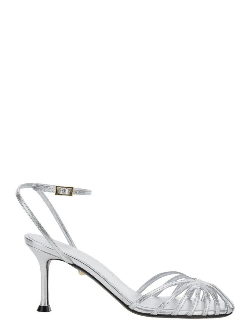 Ally-75 Silver Round Toe Pumps