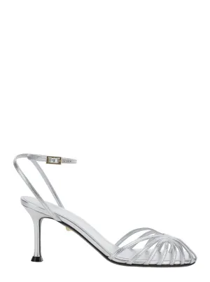 Ally-75 Silver Round Toe Pumps