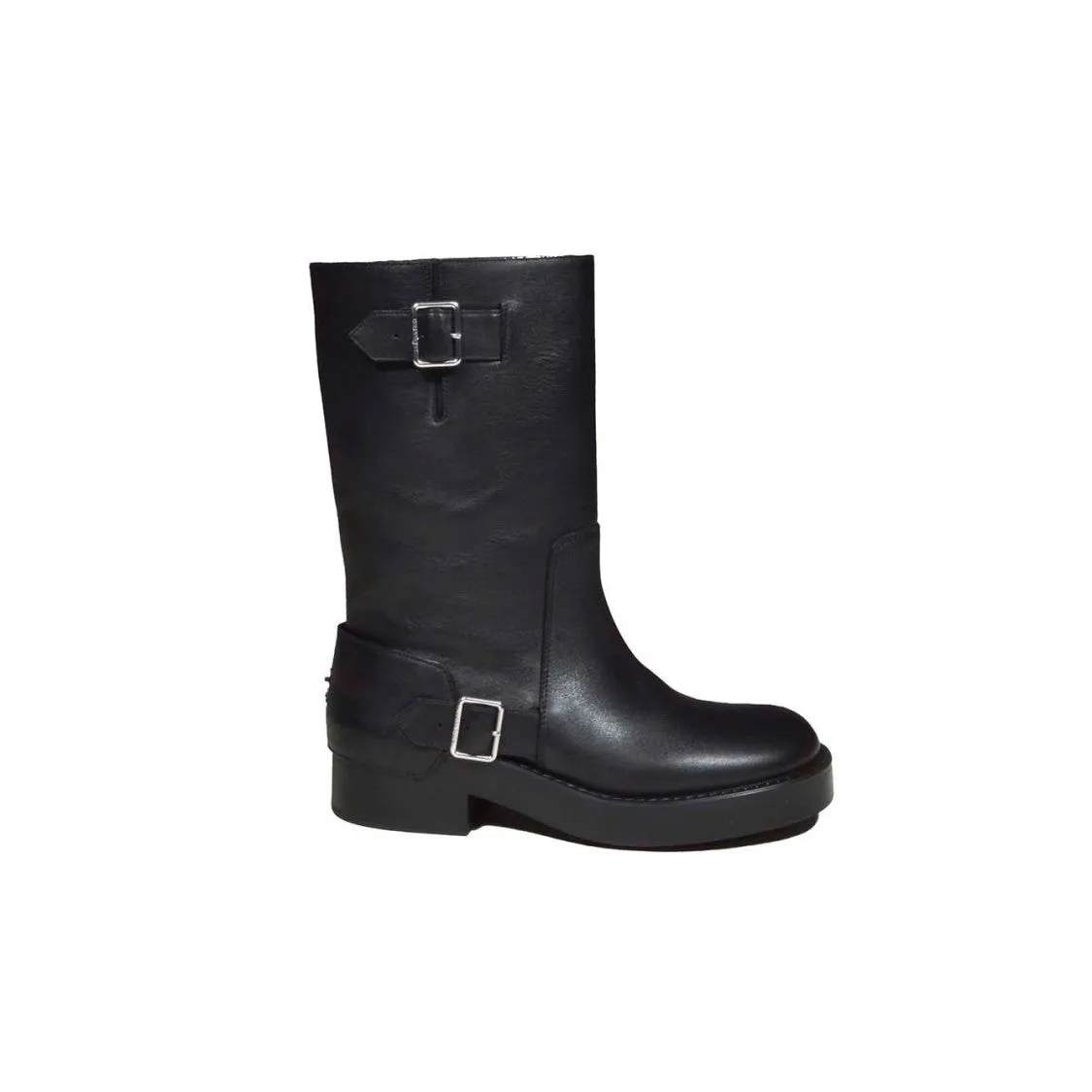Americana Midi Boots In Black Leather