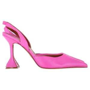 Amina Muaddi Holli Sling Heels in Pink Leather
