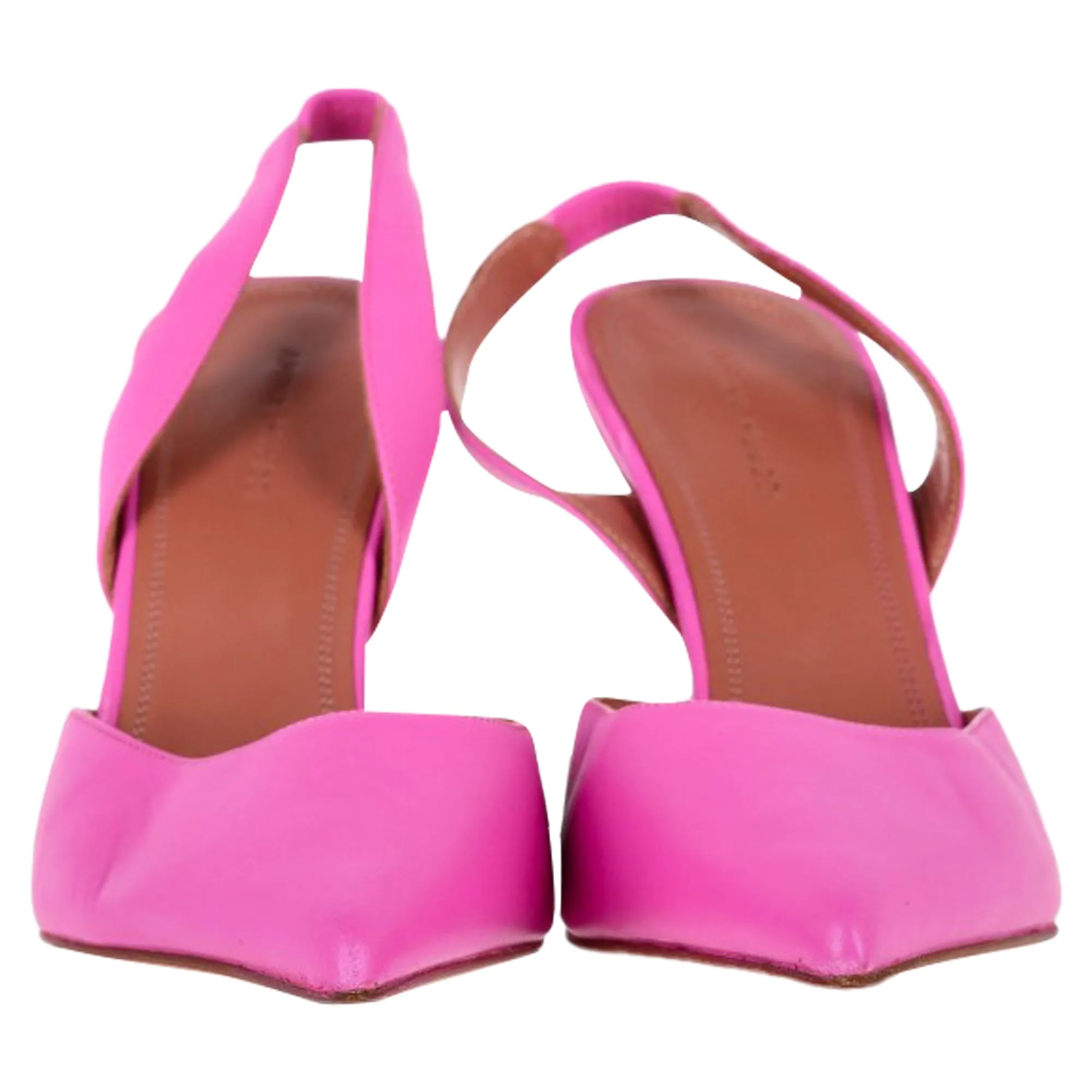 Amina Muaddi Holli Sling Heels in Pink Leather
