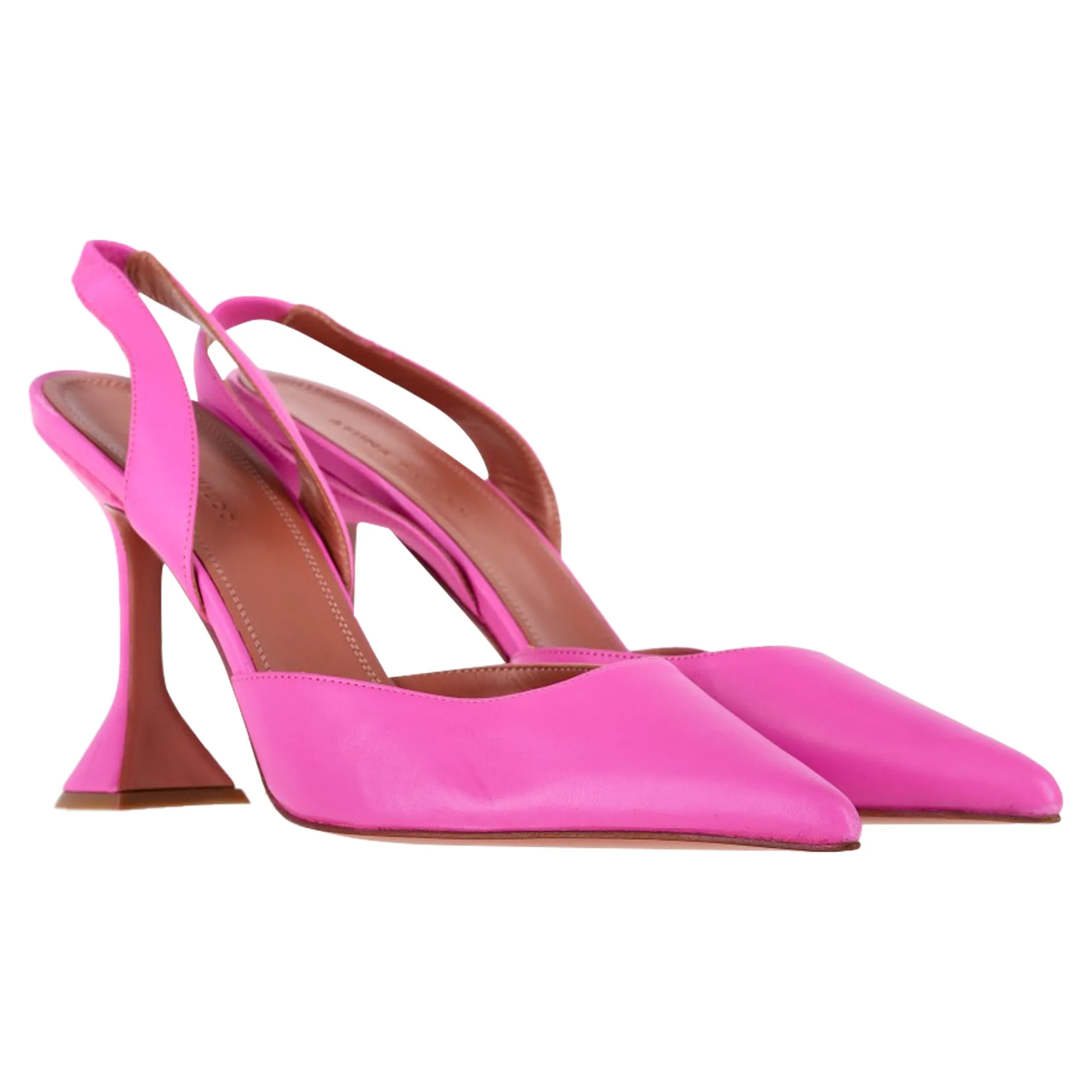 Amina Muaddi Holli Sling Heels in Pink Leather