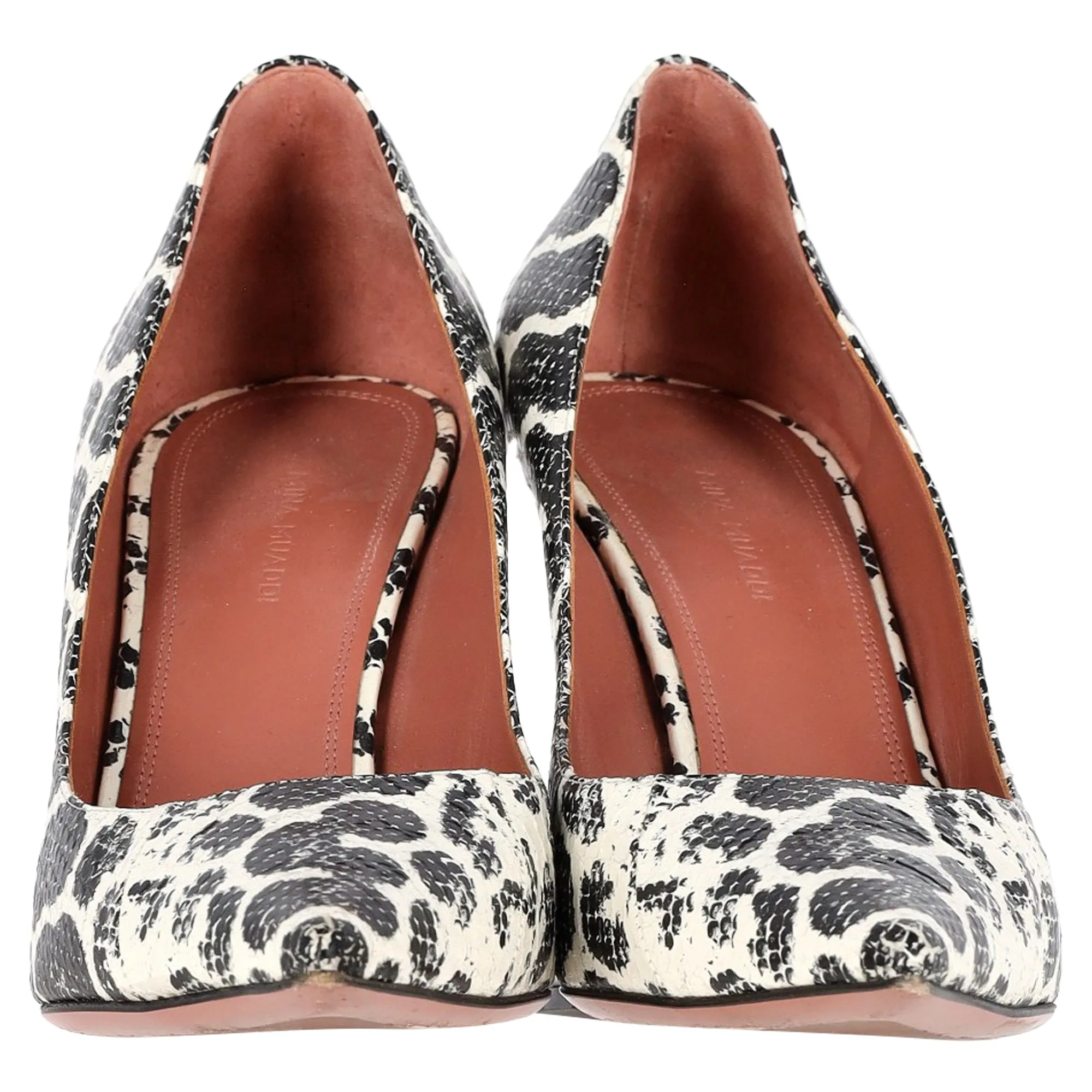 Amina Muaddi Holli Snakeskin-Effect Pointed Pumps in Multicolor Leather