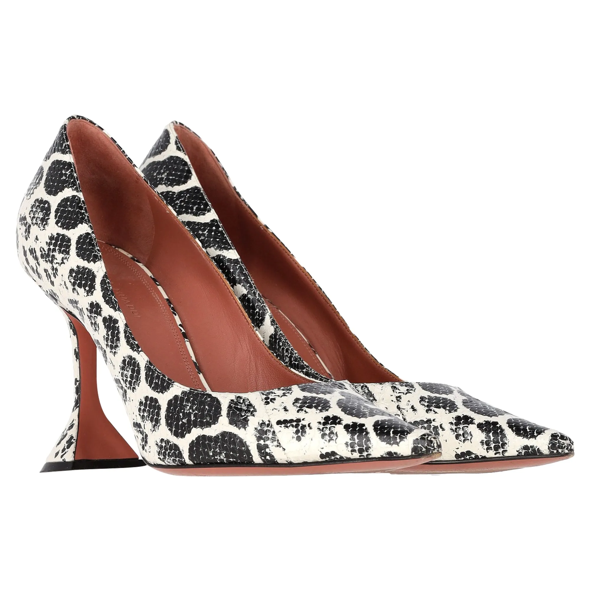 Amina Muaddi Holli Snakeskin-Effect Pointed Pumps in Multicolor Leather