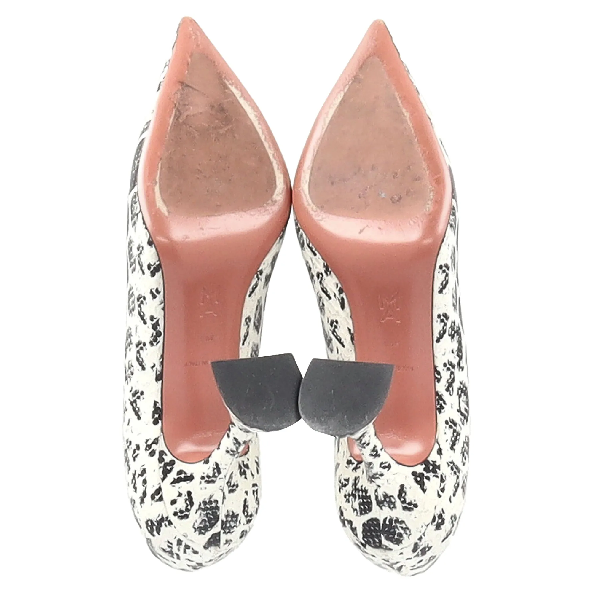 Amina Muaddi Holli Snakeskin-Effect Pointed Pumps in Multicolor Leather