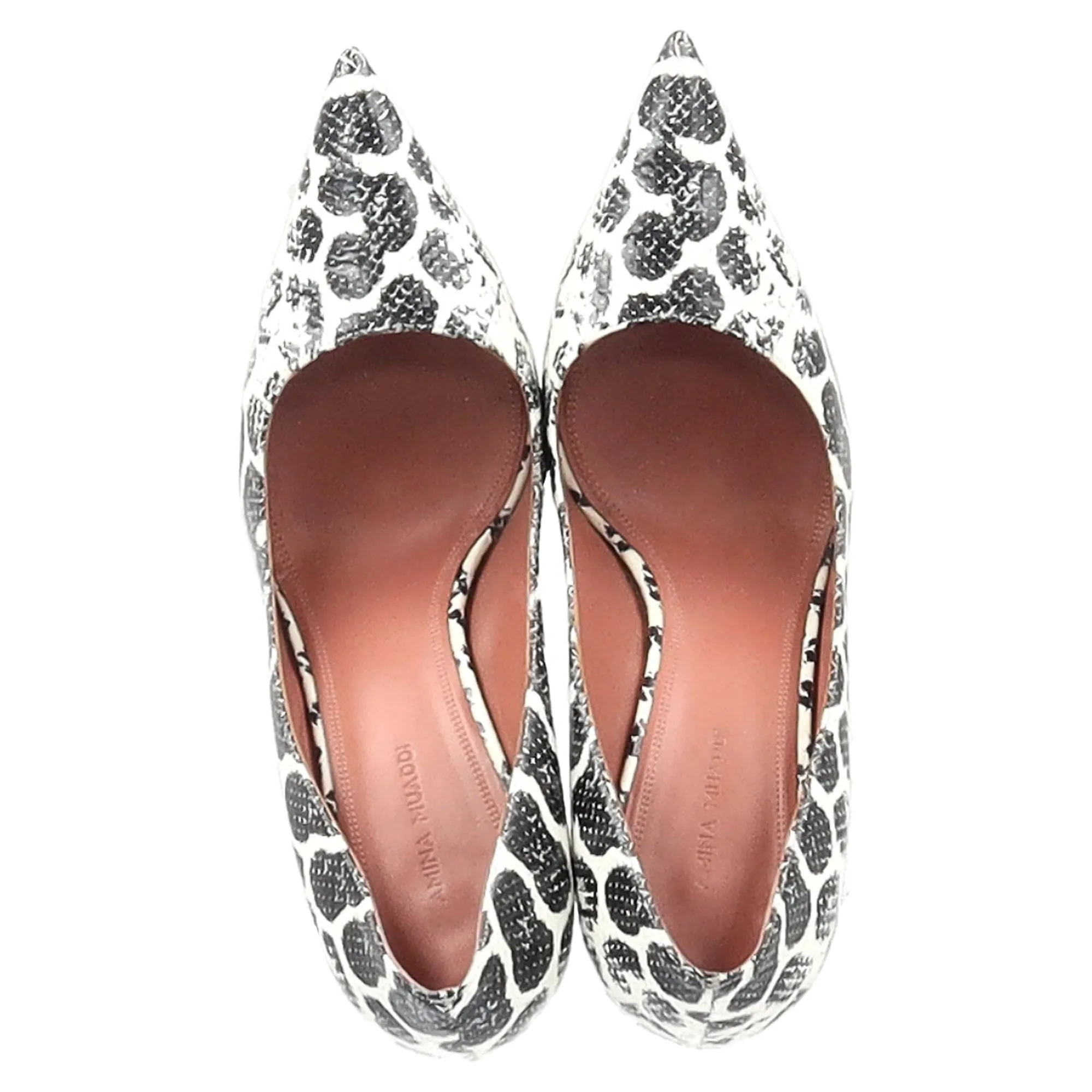 Amina Muaddi Holli Snakeskin-Effect Pointed Pumps in Multicolor Leather