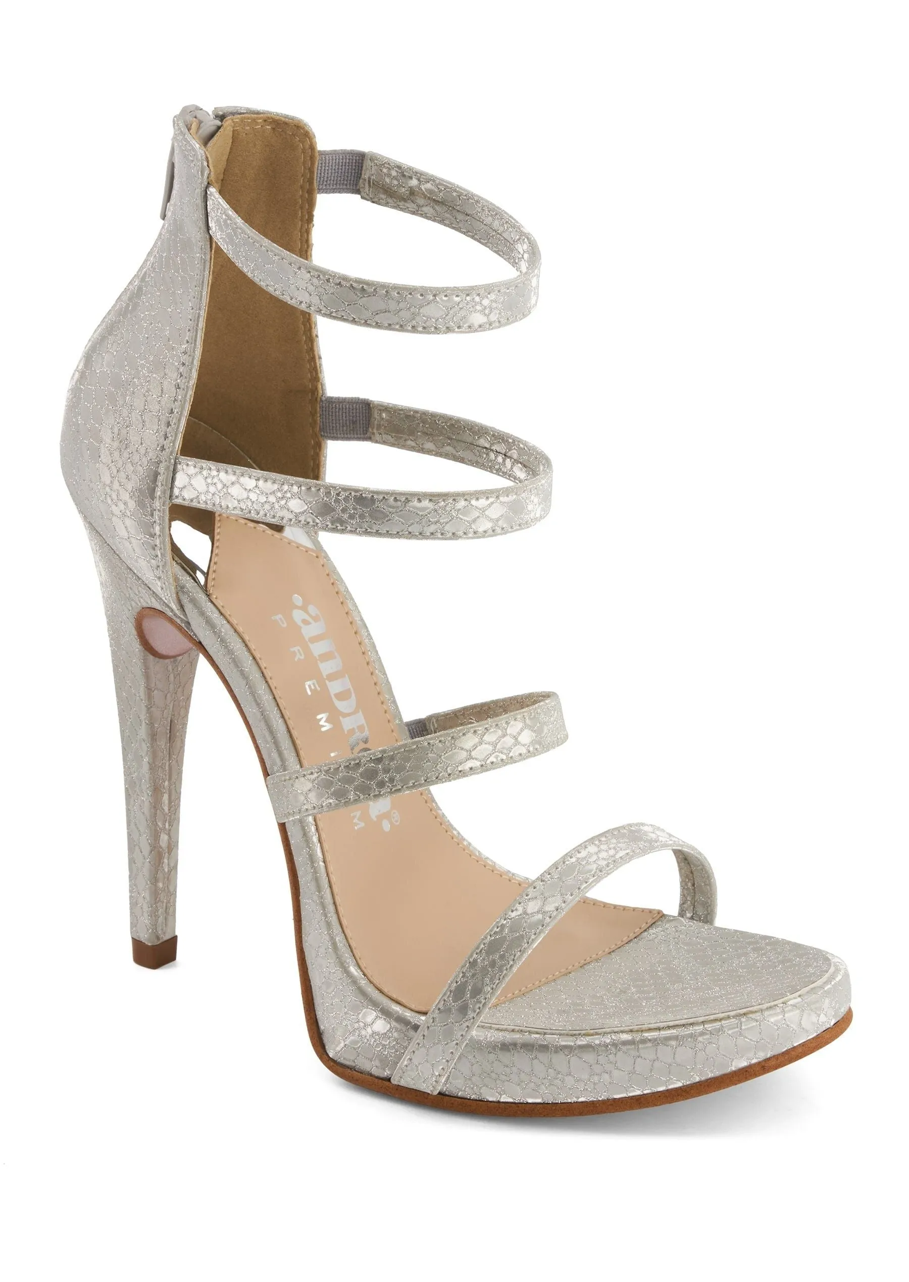 Andrea Premium Bright Silver High Heels Stiletto