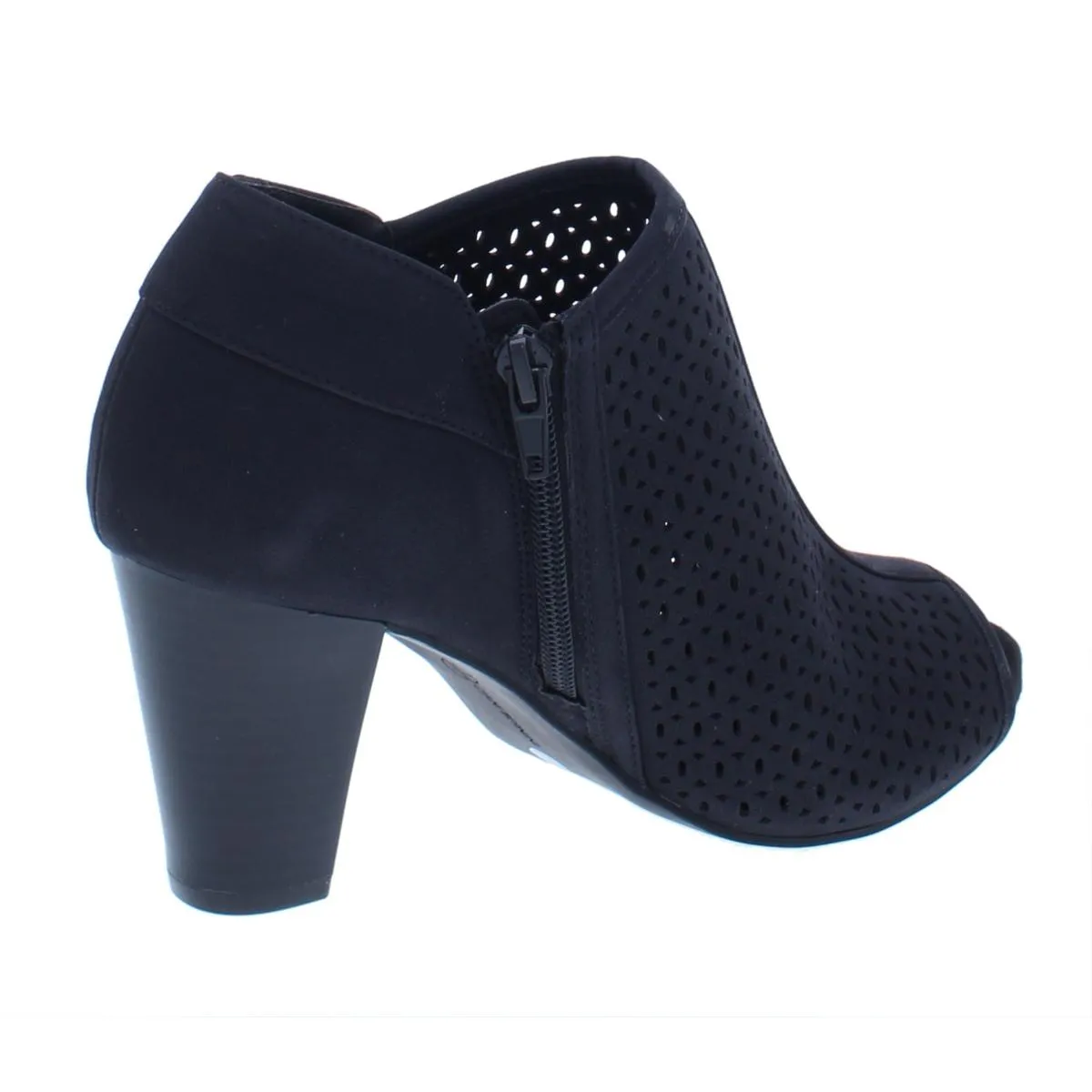 Angye Womens Faux Leather Block Heel Peep-Toe Heels