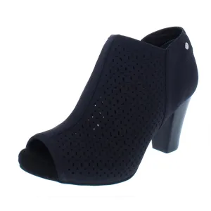 Angye Womens Faux Leather Block Heel Peep-Toe Heels