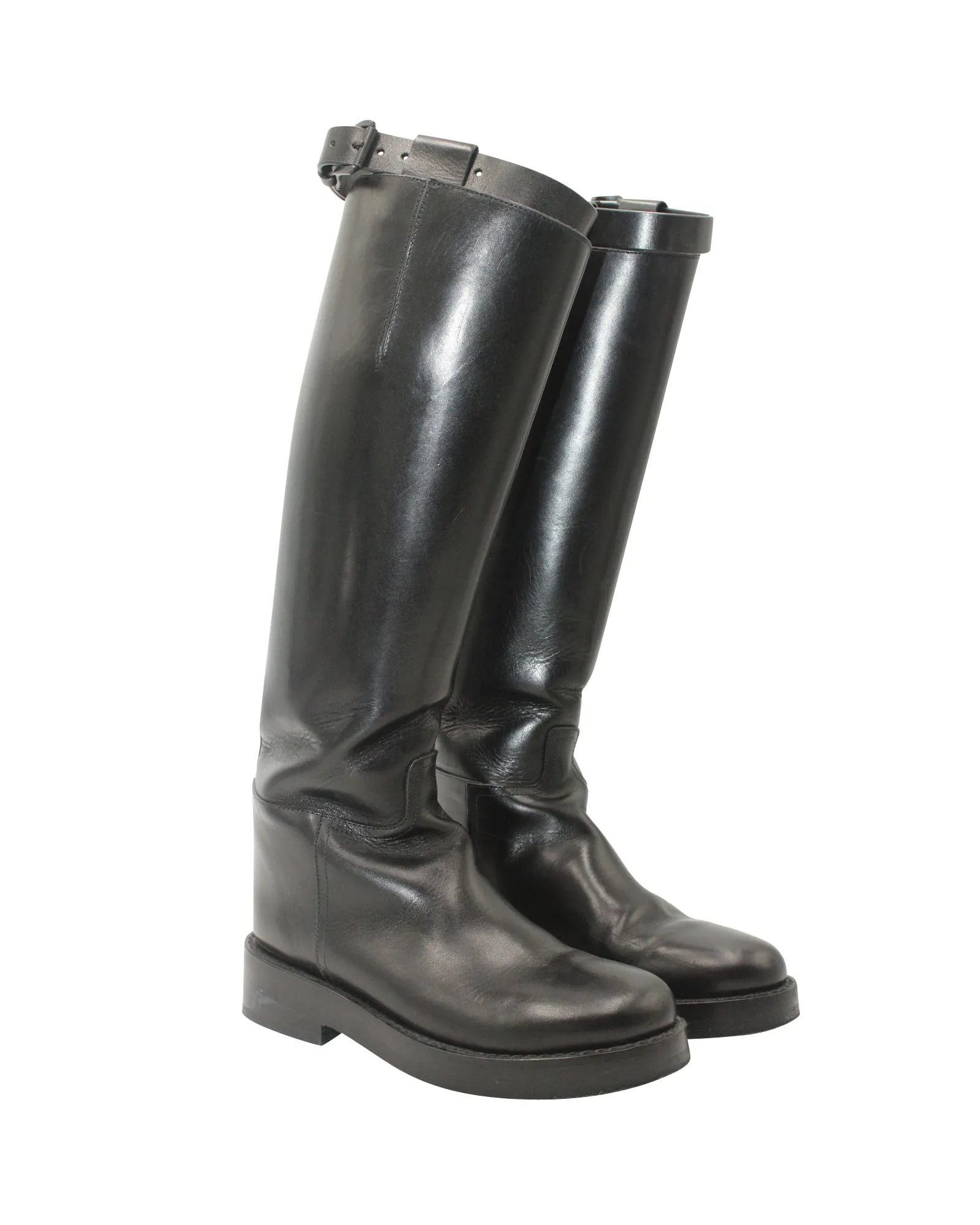 Ann Demeulemeester Stan Riding Boots in Black Leather