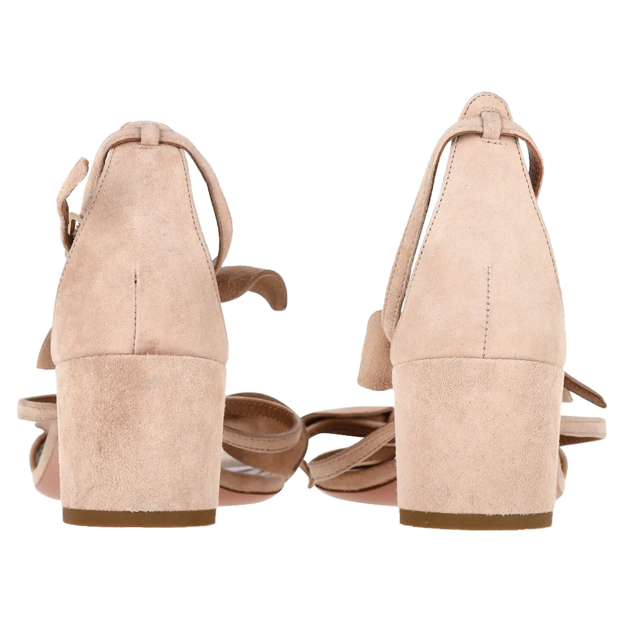 Aquazzura St Tropez Bow 50mm Sandal in Beige Suede