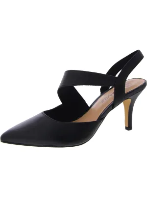 Arabella Womens Leather Pointed Toe Slingback Heels