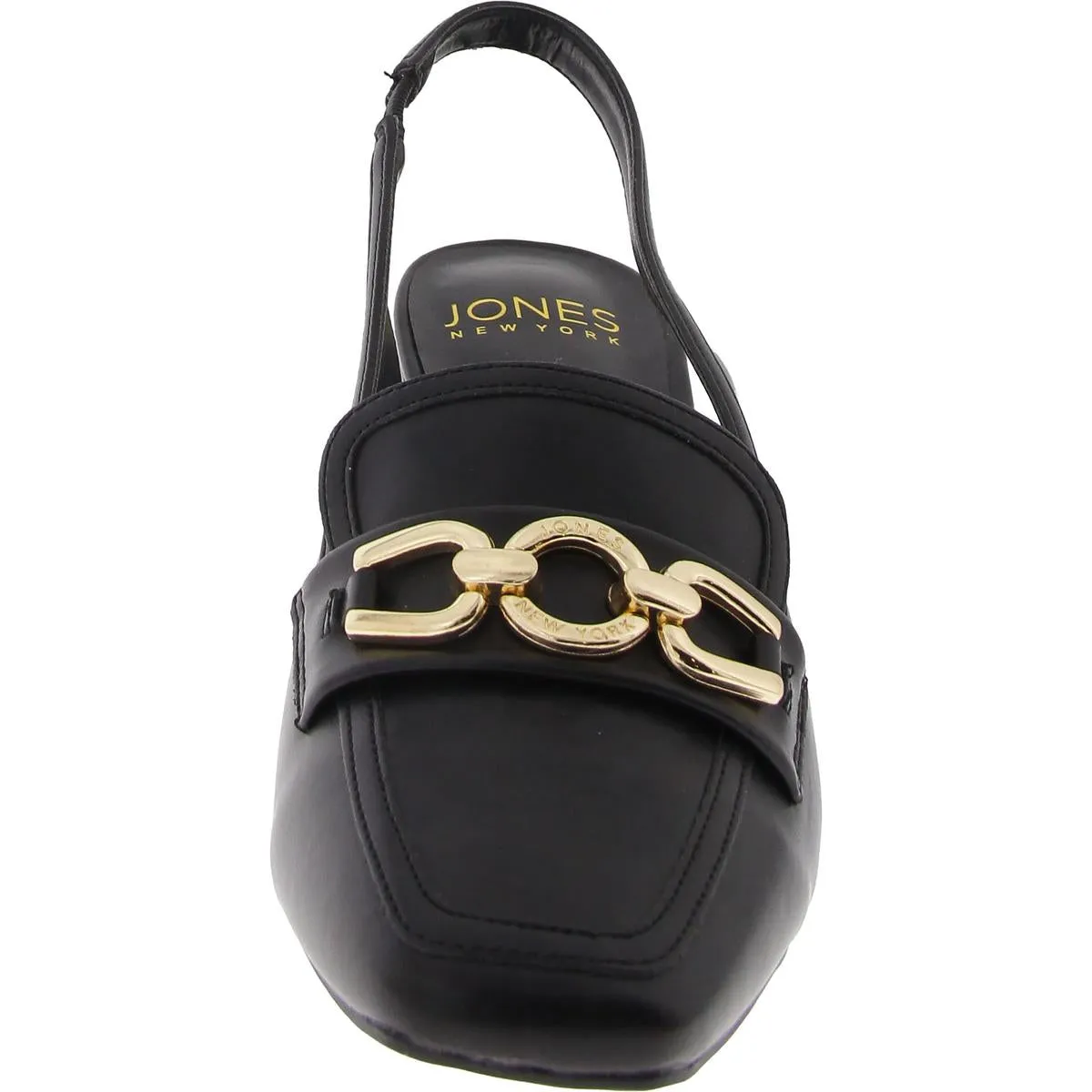 Aubleen Womens Faux Leather Chain Slingback Heels