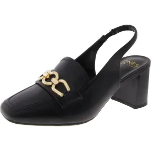 Aubleen Womens Faux Leather Chain Slingback Heels