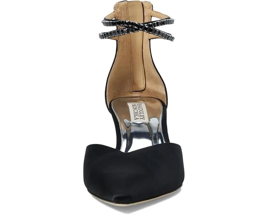 Badgley Mischka Lilibeth Pump Women's US 10 Black Pointed Toe Kitten Heel KHD192