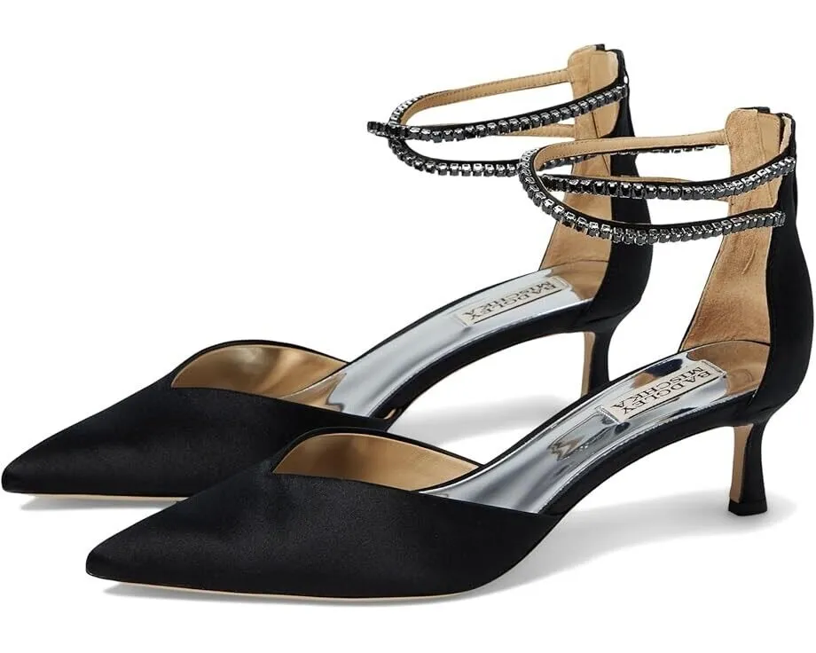 Badgley Mischka Lilibeth Pump Women's US 10 Black Pointed Toe Kitten Heel KHD192