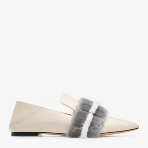 Bally Hamelia Women's 6223320 Bone Calf Leather Fur Pumps
