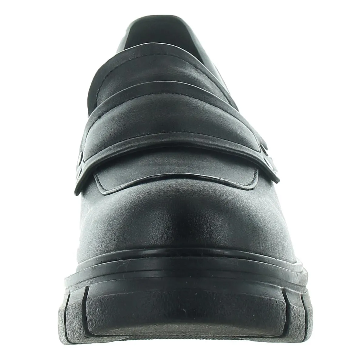 Beauty and Rage Womens Block Heel Vegan Leather Loafer Heels